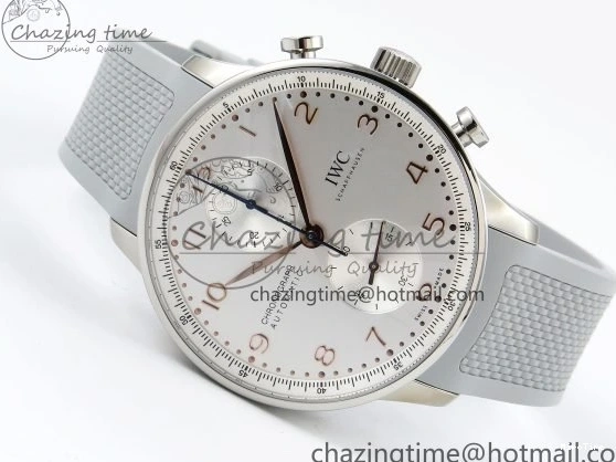 MIROTIME 0502 Portuguese Chrono IW3716 Z+F 1:1 Best Edition White Dial on Gray Rubber Strap A WrinkleFree 7014